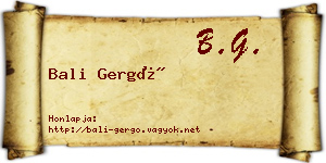 Bali Gergő névjegykártya